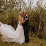 bride and groom in reeds